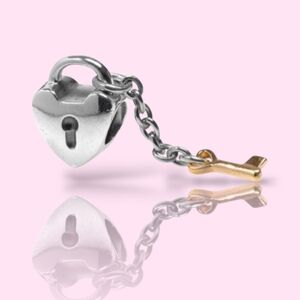 PANDORA Key To My Heart Dangle Charm With 14K Gold Key 925 Sterling Silver